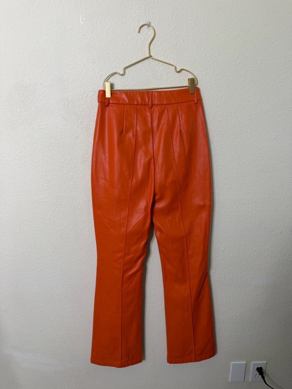 Amy Lynn Amber Faux Leather Flare V Front Trouser Pant Orange Womens Size M - Picture 8 of 10